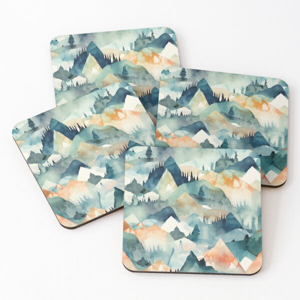 Item preview, Watercolor Mountain Peaks Pattern - Adventurous Blues and Beige Scenery, Colorado & Utah inspired designed and sold by stateofhuman.