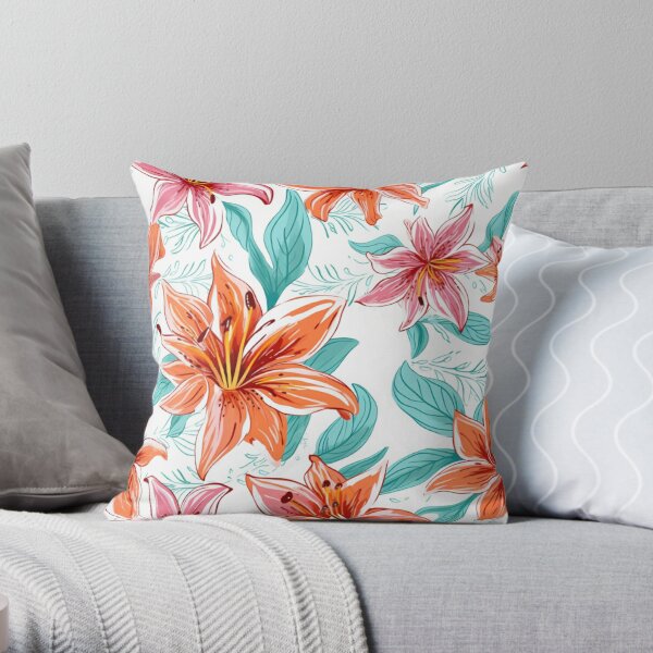 Cozy Blooming Modern Lily Flower Throw Pillow - Dubsnatch