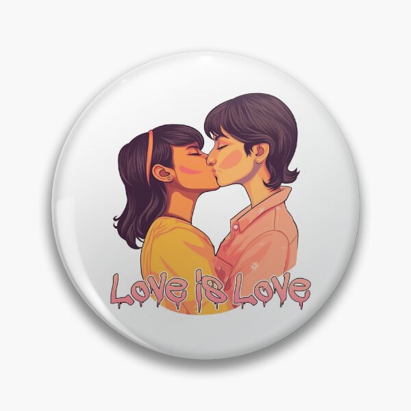 Item preview, Lesbian Couple Artwork #2 with "Love is Love" text -  Badge, Pin Magnet & Sticker designed and sold by The Nerdy Squizzle.