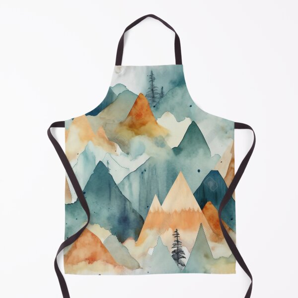 Item preview, Watercolor Mountain Peaks Pattern - Whimsical Blues and Beige Scenery designed and sold by stateofhuman.
