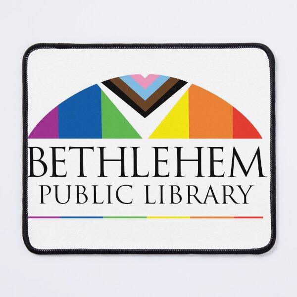 Item preview, BPL logo with pride flag colors designed and sold by LibraryTees.