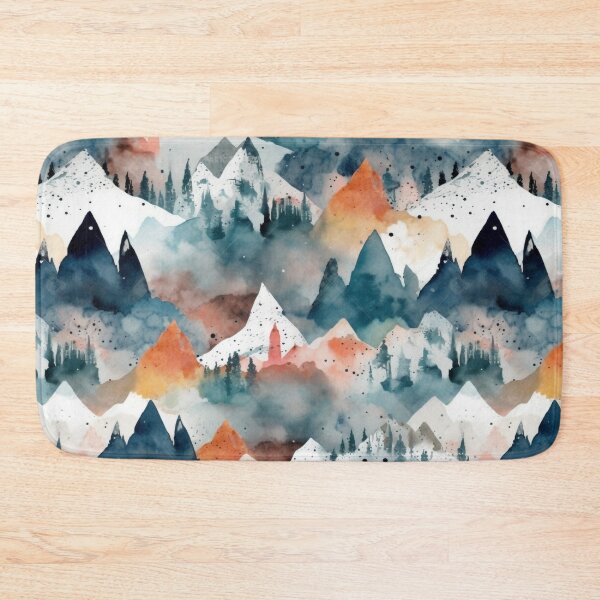Item preview, Watercolor Mountain Peaks Pattern - Whimsical Blues and Beige Scenery designed and sold by stateofhuman.