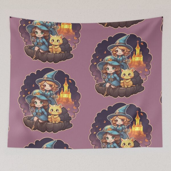 Item preview, witches, happy halloween, cat, chibi style designed and sold by PRYMULLART.