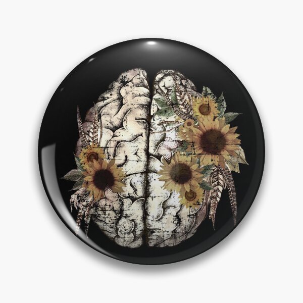 Item preview, Mental health is important, value your mind, sunflowers, positivity, vibrant color, creativity, right hemisphere brain designed and sold by Collagedream.