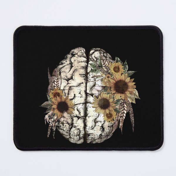 Item preview, Mental health is important, value your mind, sunflowers, positivity, vibrant color, creativity, right hemisphere brain designed and sold by Collagedream.