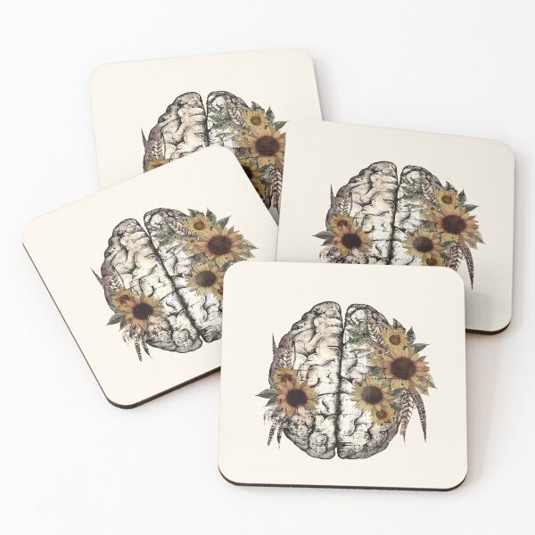 Item preview, Mental health is important, value your mind, sunflowers, positivity, vibrant color, creativity, right hemisphere brain designed and sold by Collagedream.
