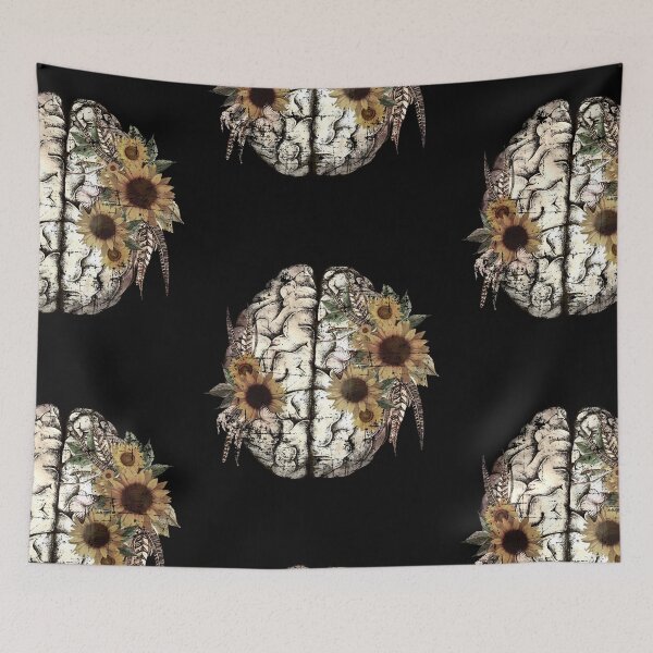 Item preview, Mental health is important, value your mind, sunflowers, positivity, vibrant color, creativity, right hemisphere brain designed and sold by Collagedream.