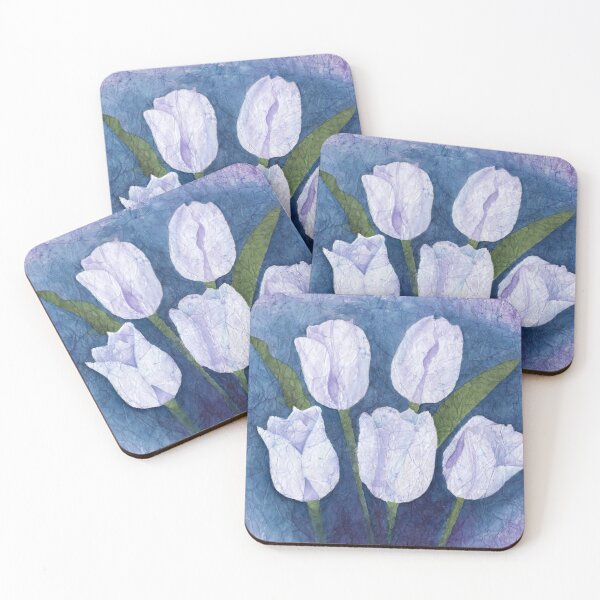 Item preview, White Evening Tulips Watercolor on Masa Paper designed and sold by The Elderberry Blossom.