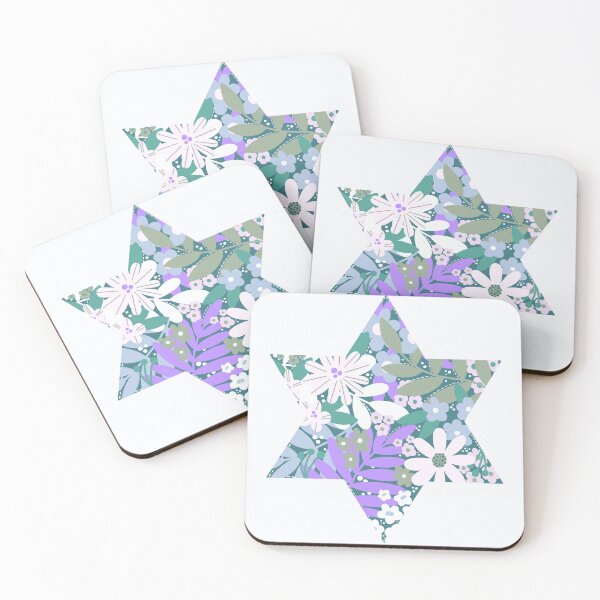 Item preview, Fun Floral Star of David - Jewish Star - Blues designed and sold by Leah Nicole Designs.