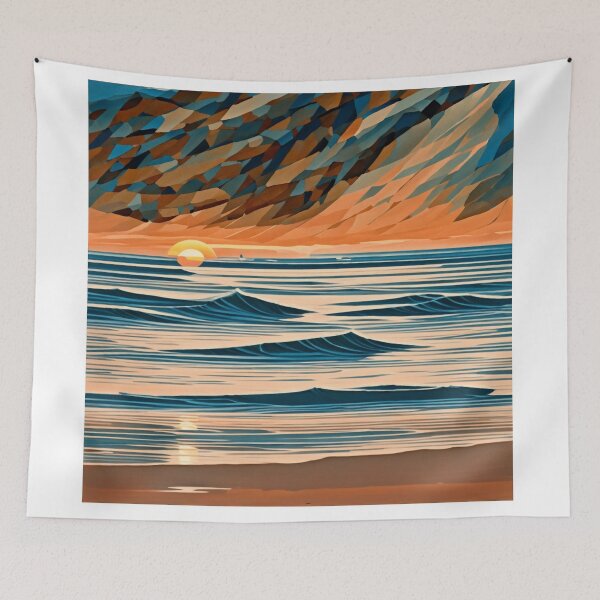 Item preview, Golden Hour Paradise: A Captivating Sunset Beach Scene designed and sold by RedArtG09.