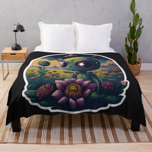 Item preview, Cute Alien Vibrant Flower Imaginative Watercolor Art  designed and sold by HazyEyeDesigns.