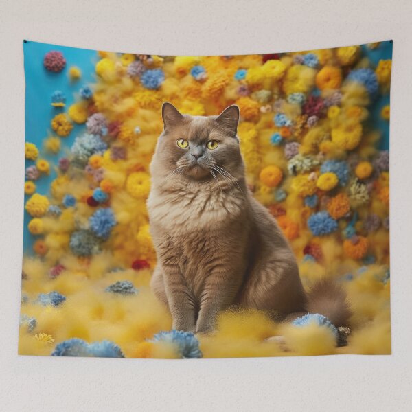 Artikelvorschau, Burmesische Katze im Blumenparadies - Schöne Katzen Kunst entworfen und verkauft von DigitalArties.