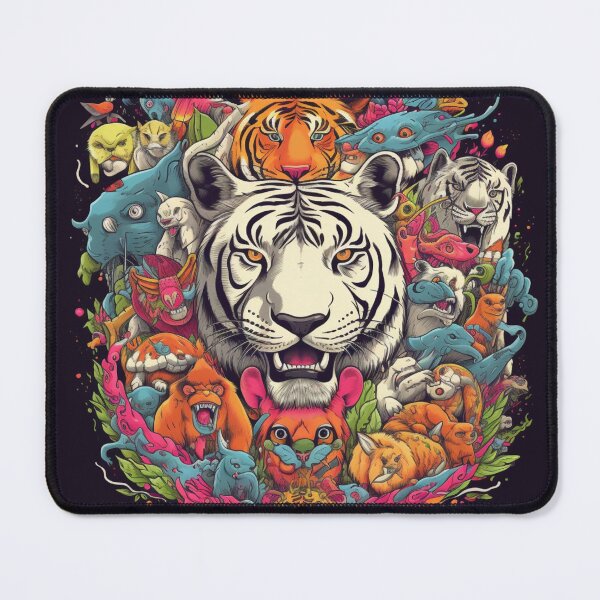 Item preview, Wildfire Fusion: Hyper-Detailed Tiger and Colorful Animal Carnival designed and sold by Bee Happy Creative™.