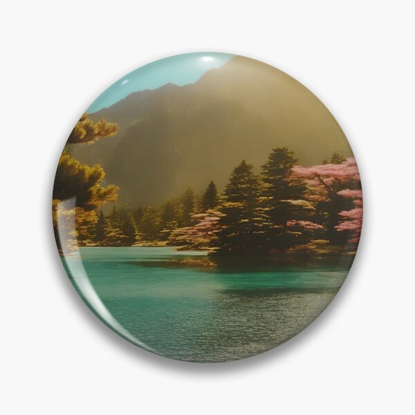 Artikelvorschau, Landschaft des japanischen Sees im Vintage-Stil entworfen und verkauft von JacobVisuals.