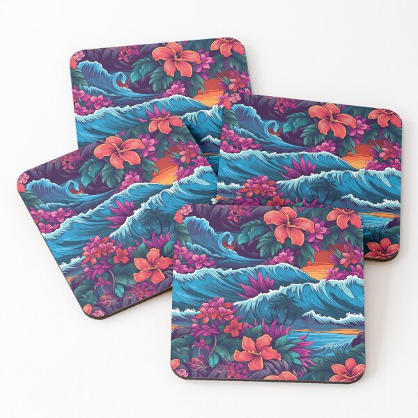 Item preview, Tropical Sea Waves and Floral Pattern designed and sold by GiveMeMood.