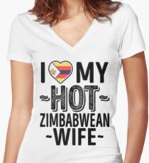 Ich liebe meine HEISSE Simbabwe-Frau - niedliches Simbabwe-Paare Romantische Liebes-T-Shirts u. Aufkleber Shirt mit V-Ausschnitt