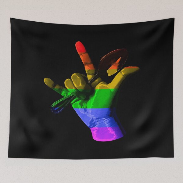 Item preview, Traditional Pride Flag Modern Digital Pop Art American Sign Language Spoon I love You Disability Awareness Chronic Illness designed and sold by ARTbyABACCUS.