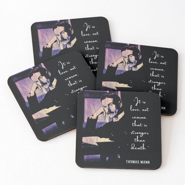 Item preview, Thomas Mann portrait and quote: It is love, not reason, that is stronger than death. designed and sold by artbleed.