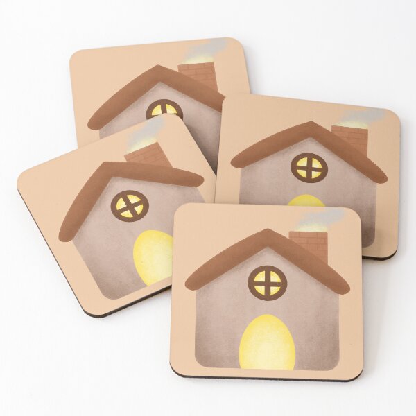 Item preview, A light brown house that is turning on the lights and there is smoke from the chimney designed and sold by peteanything.