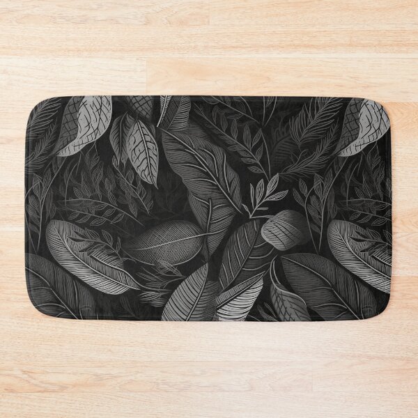 Item preview, White-ink Leaf Pattern on Black - Exotic and Detailed Botanical Art designed and sold by stateofhuman.
