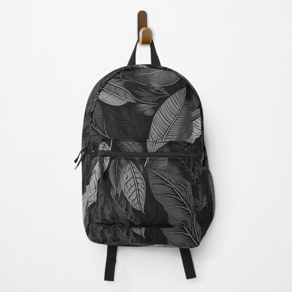 Item preview, White-ink Leaf Pattern on Black - Exotic and Detailed Botanical Art designed and sold by stateofhuman.