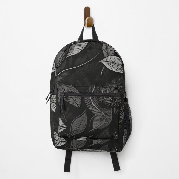 Item preview, White-ink Leaf Pattern on Black - Variation1 - Exotic and Detailed Botanical Art designed and sold by stateofhuman.
