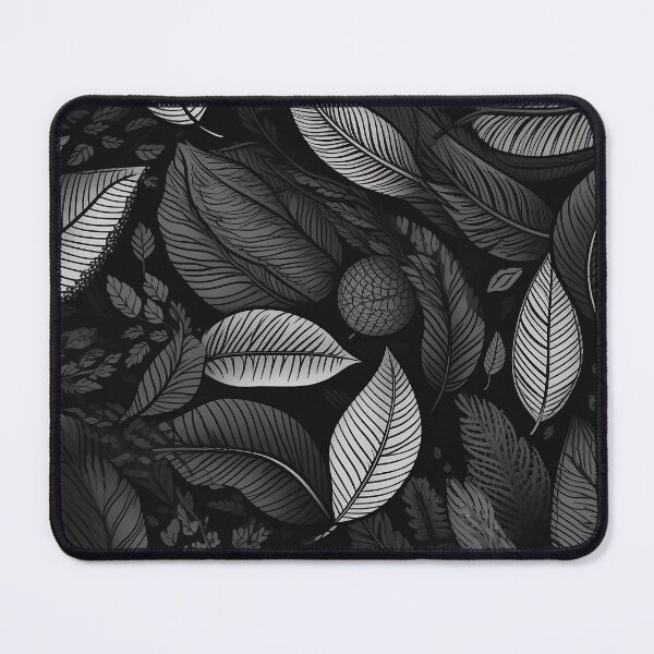 Item preview, White-ink Leaf Pattern on Black - Variation2 - Exotic and Detailed Botanical Art designed and sold by stateofhuman.