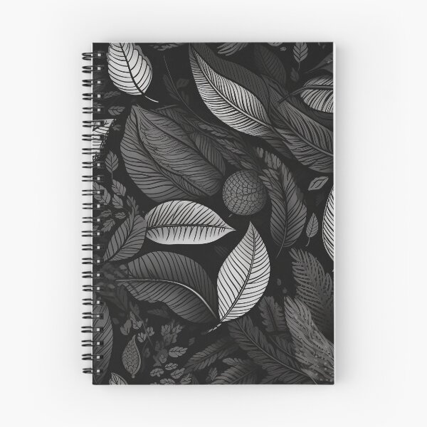 Item preview, White-ink Leaf Pattern on Black - Variation2 - Exotic and Detailed Botanical Art designed and sold by stateofhuman.