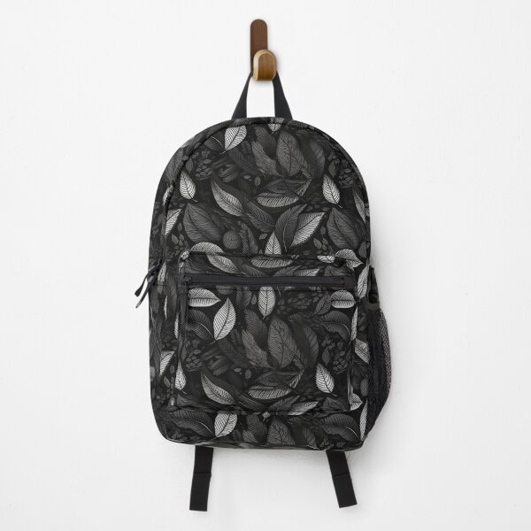 Item preview, White-ink Leaf Pattern on Black - Variation2 - Exotic and Detailed Botanical Art designed and sold by stateofhuman.
