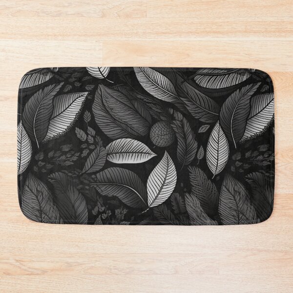 Item preview, White-ink Leaf Pattern on Black - Variation2 - Exotic and Detailed Botanical Art designed and sold by stateofhuman.