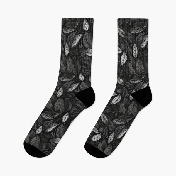 Item preview, White-ink Leaf Pattern on Black - Variation2 - Exotic and Detailed Botanical Art designed and sold by stateofhuman.