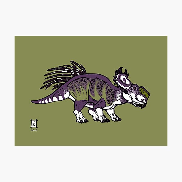 Purple and Green Pachyrhinosaurus Photographic Print