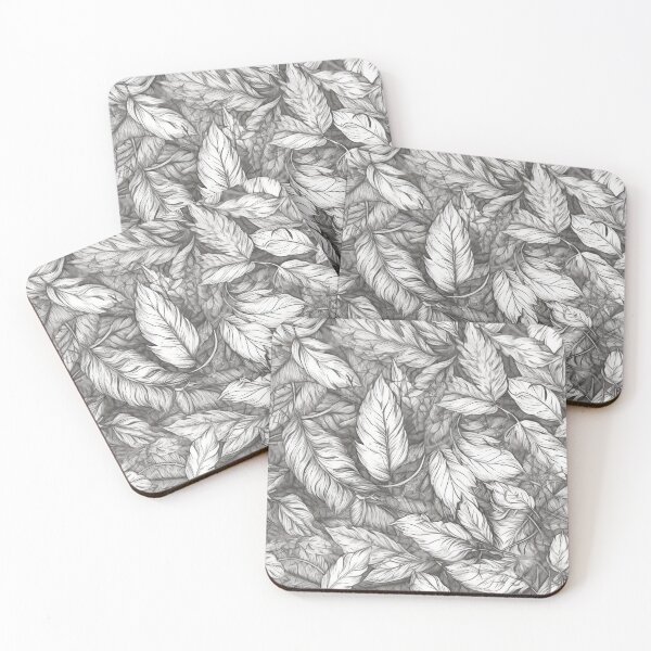 Item preview, Ink-drawn Feather Pattern - Variation 1- Black and White Art on Beige designed and sold by stateofhuman.