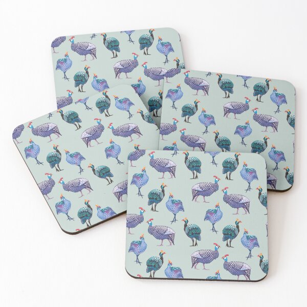 Item preview, Guinea Fowl on Soft Teal designed and sold by Ramona Kurten.