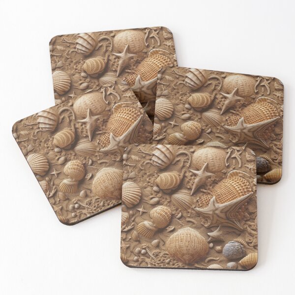 Item preview, Natural Seashell Pattern on Sandy Beach - Realistic and Detailed Seaside Art designed and sold by stateofhuman.