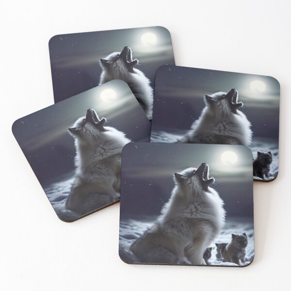 Item preview, Keeshond dog howling under the moon with puppies - Dog Lovers Art designed and sold by Woof-n-Wear.
