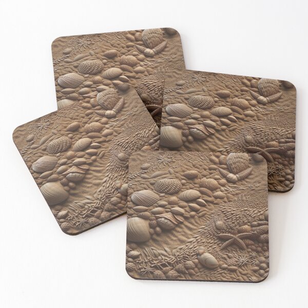 Item preview, Natural Seashell Pattern on Sandy Beach - Var. 2 - Realistic and Detailed Seaside Art designed and sold by stateofhuman.