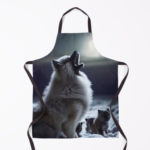 Item preview, Keeshond dog howling under the moon with puppies - Dog Lovers Art designed and sold by Woof-n-Wear.