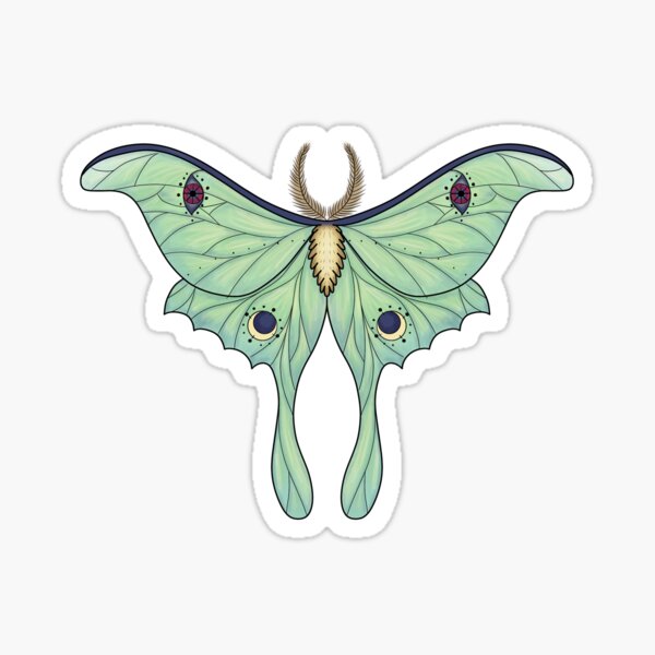 Retro Luna Moth Stickers Witchy Stickers