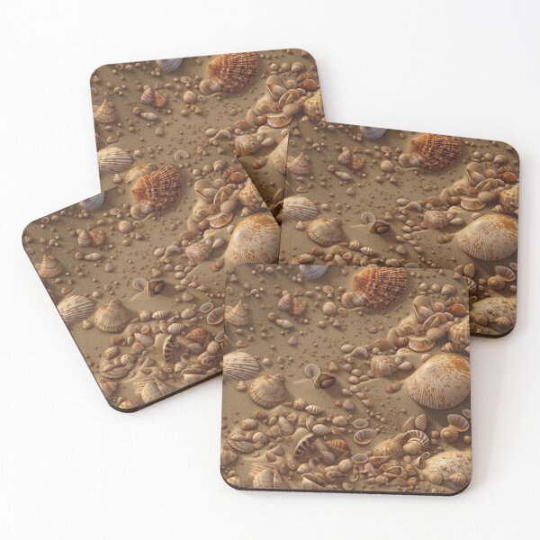 Item preview, Seashell Pattern on Sandy Beach - Var. 4 - Realistic and Detailed Seaside Art designed and sold by stateofhuman.