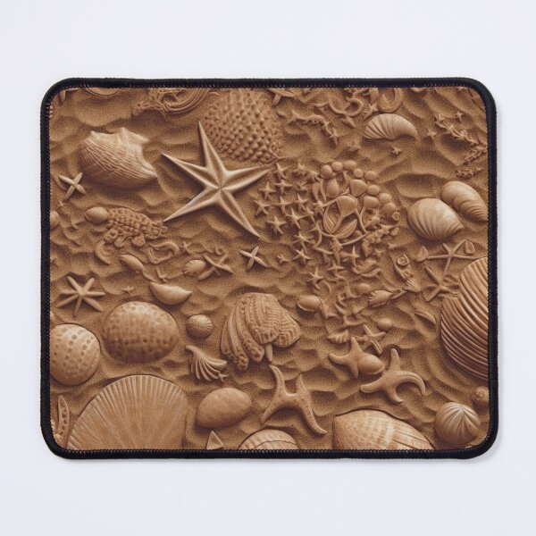 Item preview, Seashell Pattern on Sandy Beach - Var. 5 - Realistic and Detailed Seaside Art designed and sold by stateofhuman.