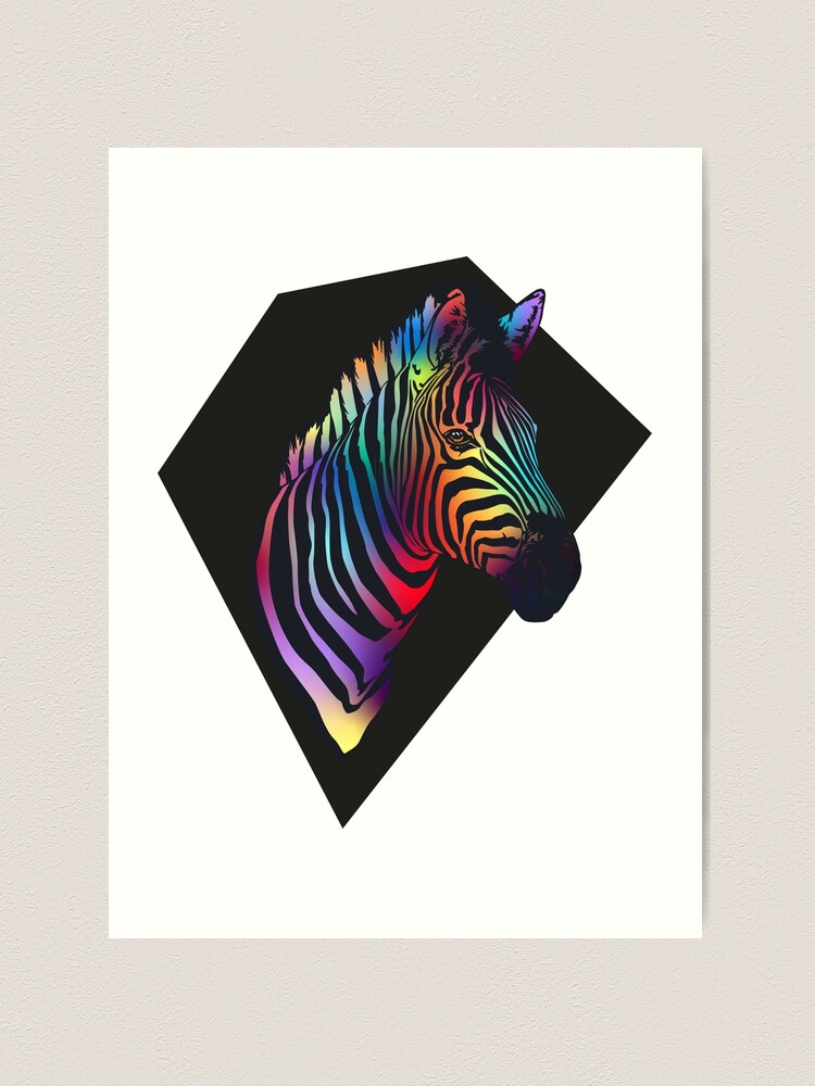 Rainbow zebra. Zebra head. Art Print for Sale by alik7