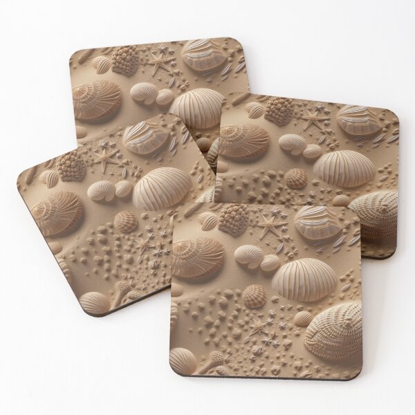 Item preview, Seashell Pattern on Sandy Beach - Var. 6 - Realistic and Detailed Seaside Art designed and sold by stateofhuman.