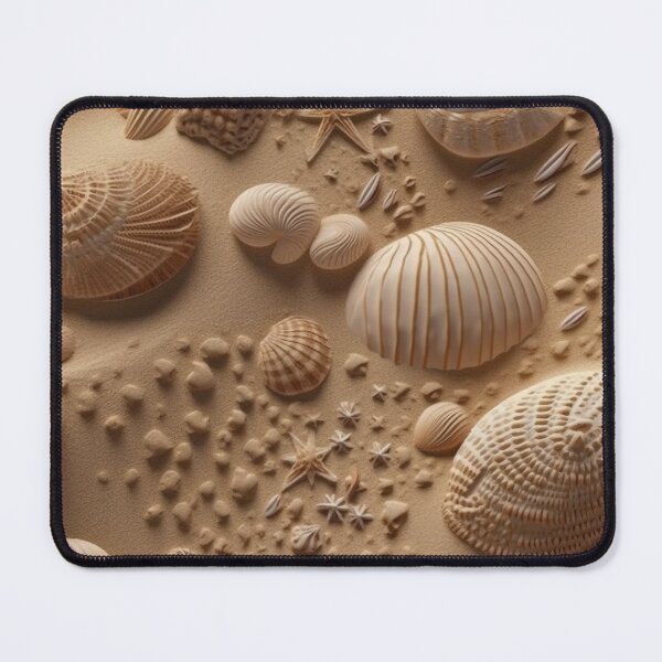 Item preview, Seashell Pattern on Sandy Beach - Var. 6 - Realistic and Detailed Seaside Art designed and sold by stateofhuman.
