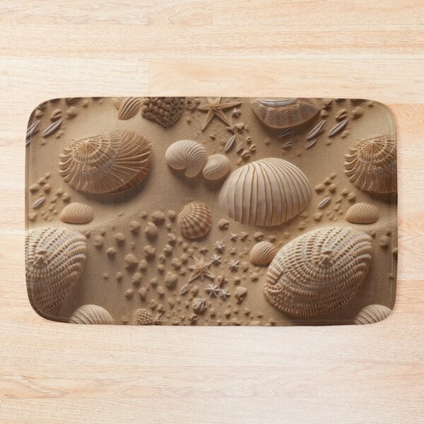 Item preview, Seashell Pattern on Sandy Beach - Var. 6 - Realistic and Detailed Seaside Art designed and sold by stateofhuman.