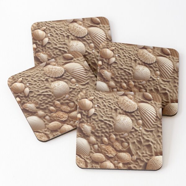 Item preview, Seashell Pattern on Sandy Beach - Var. 7 - Realistic and Detailed Seaside Art designed and sold by stateofhuman.