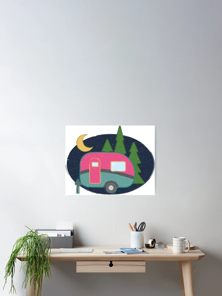 Thumbnail 2 of 3, Poster, Distressed Raspberry Night Camper designed and sold by LeftNWrite.