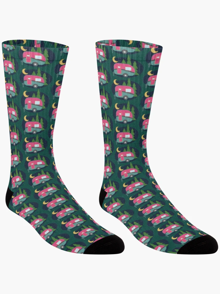 Thumbnail 3 of 5, Socks, Distressed Raspberry Night Camper designed and sold by LeftNWrite.