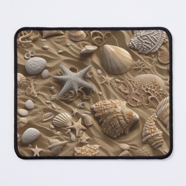 Item preview, Seashell Pattern on Sandy Beach - Var. 8 - Realistic and Detailed Seaside Art designed and sold by stateofhuman.