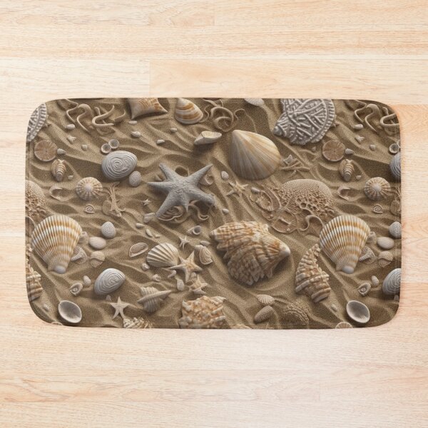 Item preview, Seashell Pattern on Sandy Beach - Var. 8 - Realistic and Detailed Seaside Art designed and sold by stateofhuman.